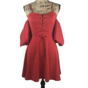 J.O.A Women's Red A-LINE Dress Size X-SMALL